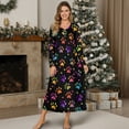 thumbnail image 4 of Tutolipy Dog Paw Printed Long Nightgowns for Women V Neck Sleepwear Long Sleeve Loungewear Comfy Sleep Dress for Fall Winter, 4XL, 4 of 7