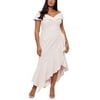 XSCAPE Women's Off The Shoulder Gown Pink Size Petite Small