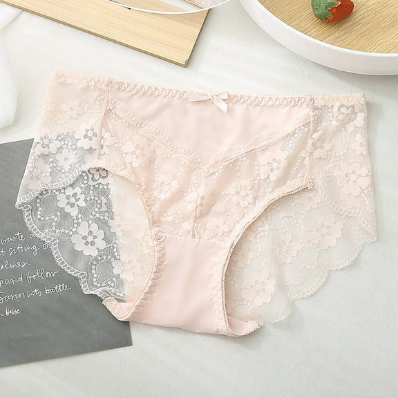 Delliss Women's Lace Print Thin Fashion Underpant Comfy Briefs Seamless Soft Underwear