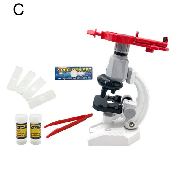 Microscope pour Enfants Alimenté par Batterie Haute Magnification Expérience Scientifique 100X/400X/1200X Kit de Microscope Biologique pour École