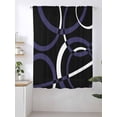 thumbnail image 2 of Sheer Curtains 63 Inch Length, Blue Geometric Semi Sheer Curtains Light Filtering Window Treatment, Contemporary White Abstract Lines Black Privacy Voile Drapes for Living Room Bedroom 52x63 Inch, 2 of 7