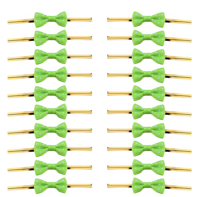 MasteelfCA 100PCS Baking Package Dot Bow Steel Tie Ribbon for Candy Bag Dessert Sealing (Green)