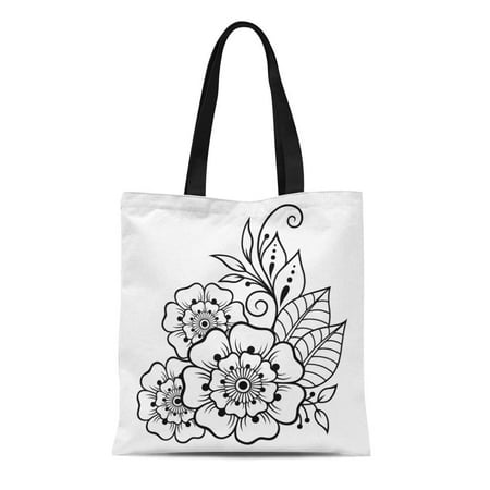 NUDECOR Canvas Tote Bag Mehndi Flower Pattern for Henna Drawing and ...