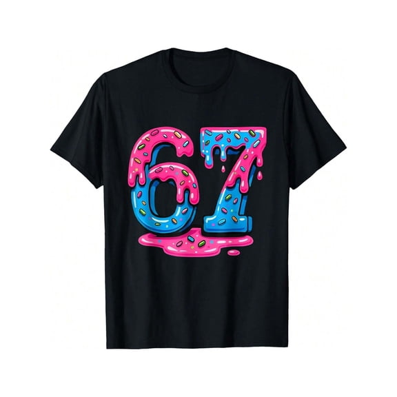 67 Six Seven Ice Cream Drip Cool Meme 67 Funny Number 6 7 T-Shirt