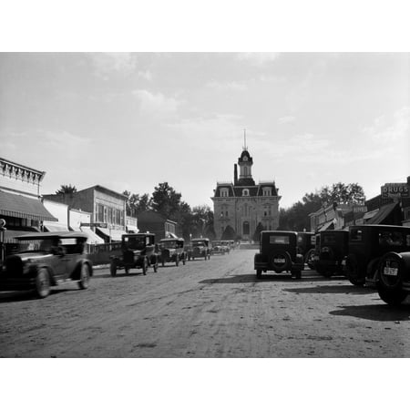 - 1920s-1928 View Of Cottonwood Falls Kansas Main Street With Traffic Poster Print By Vintage Collection