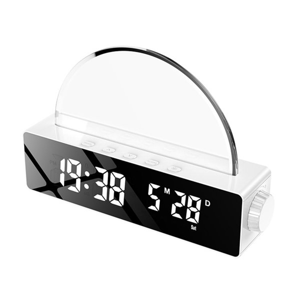 Lampe Lever de Soleil Réveil, Lumière de Réveil Simulateur d'Aube, Lampe de Chevet Lumières Changeantes de Couleur pour Chambre Blanc