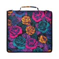 thumbnail image 2 of Neon Rainbow Roses Printed Zipper Binder with Handle&Shoulder Strap 2 inch 3 Ring 500+300 Sheet Capacity File Folder Organizer, 2 of 8