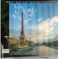 thumbnail image 4 of Ambesonne Eiffel Tower Shower Curtain, Sun Eiffel Tower, 69"Wx84"L, Yellow Green Blue, 4 of 5