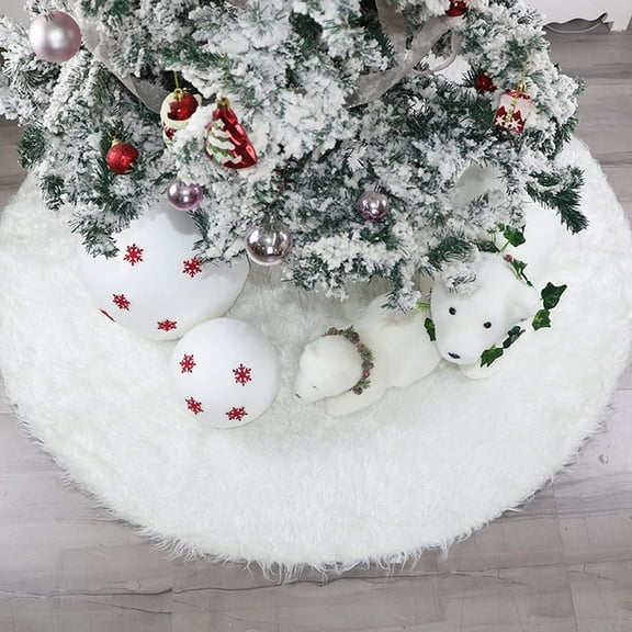 72 Inch Christmas Tree Skirt, Extra Large Snowy White Faux Fur Tree Skirt, Luxury Soft Plush Skirt for Merry Christmas Party Tree Decoration
