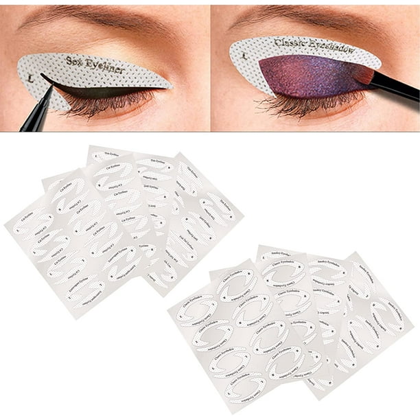 Plantilla para sombra de ojos, plantilla para delineador de ojos, pegatinas reutilizables, juego de herramientas de maquillaje ahumado, delineador de ojos de gato, ojos ahumados, plantillas para ojos ahumados/ojos de gato, 8 paquetes Rojo Verde