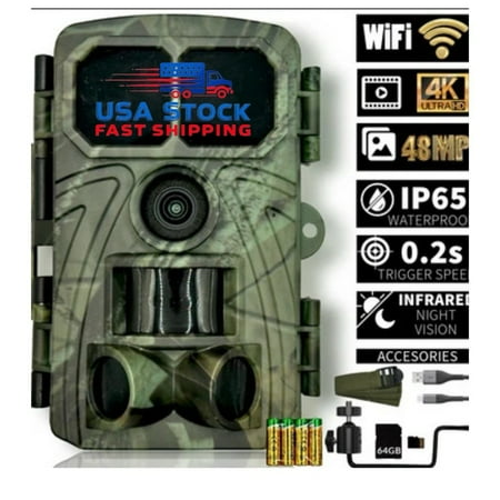 Night Vision Trail Camera Hunting Game 4k 48MP Military Darkness Surveillance