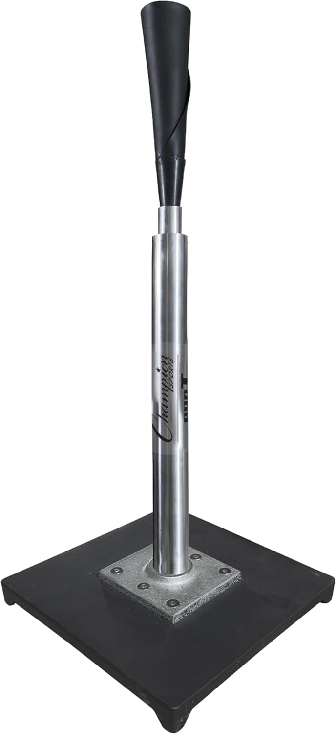 Champion Sports Adjustable (23"-43") Batting Tee for Baseball & Softball – Youth & T-Ball Hitting Training, Portable Telescoping Aluminum Stem, Heavy Duty Rubber Top & Stable Base