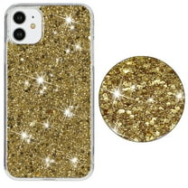 for iPhone 11 Glitter Case, Cute Bling Sparkle Shiny Slim Soft Silicone Reflective Clear TPU Bumper Women Girls Shockproof Protective Phone Case for iPhone 11, Gold