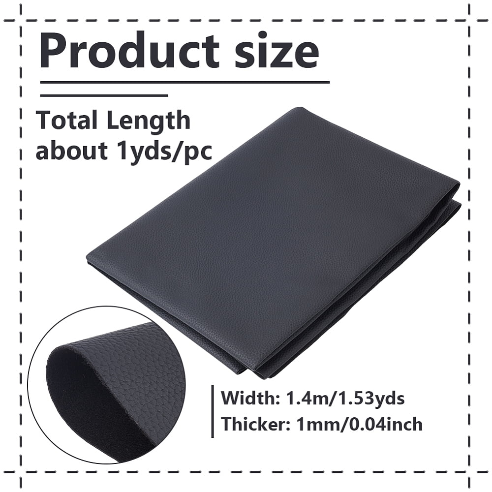 1 Yard Lichee Pattern PVC Leather Fabric for DIY Bag Clothing Accessories Black 1400x1mm