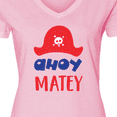 thumbnail image 4 of Inktastic Ahoy Matey, Pirate Hat, Skull and Bones - Red Blue Women's V-Neck T-Shirt, 4 of 5