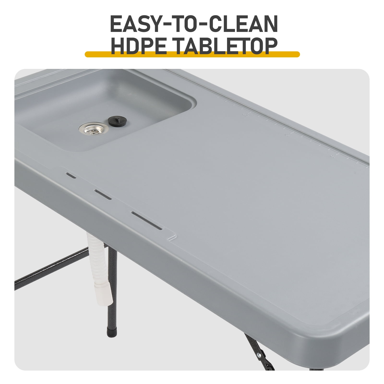 Folding Portable Fish Fillet & Hunting & Cutting Table with Sink Faucet