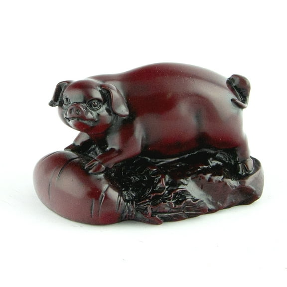 3" Red Chinese Horoscope Pig Statue Figurine
