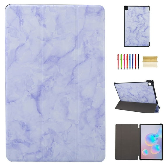 Dteck Tri-fold Case For Samsung Galaxy S6 Lite with S Pen Holder, Slim Fit Case Multiple Angle Stand Case Fit Samsung Galaxy Tab S6 Lite 10.4" Model SM-P610/P615 2020 [Auto Wake/Sleep], Purple Marble