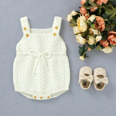 

Yubatuo Newborn Baby Girls Boys Winter Knit Outwear Vest Ruffle Sweater Romper Bodysuit White 70
