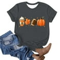 thumbnail image 2 of WREESH Womens Crew Neck Thanksgiving Tees Short Sleeve Graphic T-Shirts with Pumpkin Print for Fall Gift Tops 2025 Gray, 2 of 4