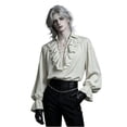 thumbnail image 4 of FASHOFT Vampire Halloween Costumes For Men Gothic Printed Top Cosplay Shirt For Masquerade Party Stage Photo Shoot Dress Up Attire Halloween Shirts L, 4 of 4