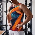 thumbnail image 5 of Zufioo Abstract Fabric Color Waves Print Men's Vest, Sleeveless Quick-drying Muscle T-shirt, Suitable for Sports Fitness, Home Leisure Wear-Large, 5 of 7