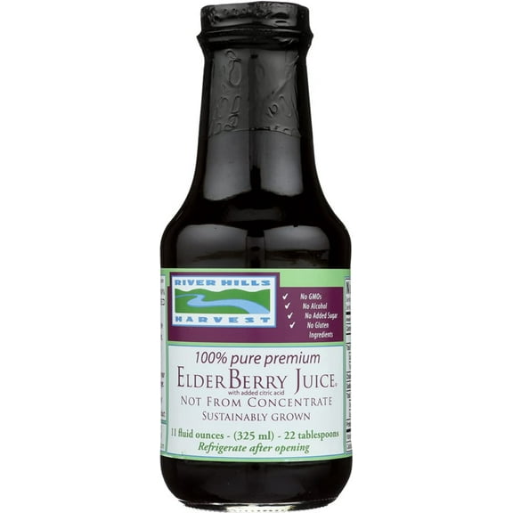River Hills Harvest 100% Pure Premium Elderberry Juice 11 Fluid Ounces