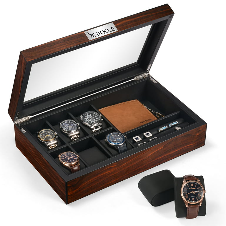High Quality Single Watch Luxury Wooden PU Leather Pillow Case Storage Gift  Lock Box