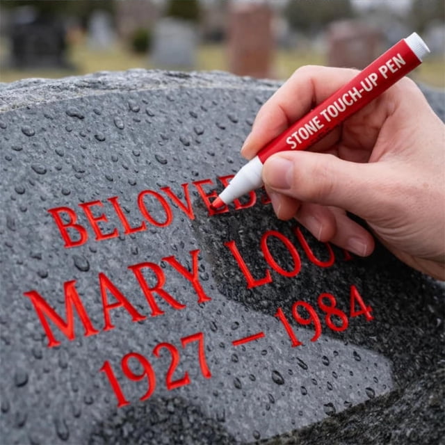 YiJuHui Tombstone Marker Pen for Restoring Faded Grave Inscriptions, Waterproof Touch-up Pen with Opaque Coverage, Permanent Memorial Lettering Kit for Gravestone, Headstone, and Monument Restoration