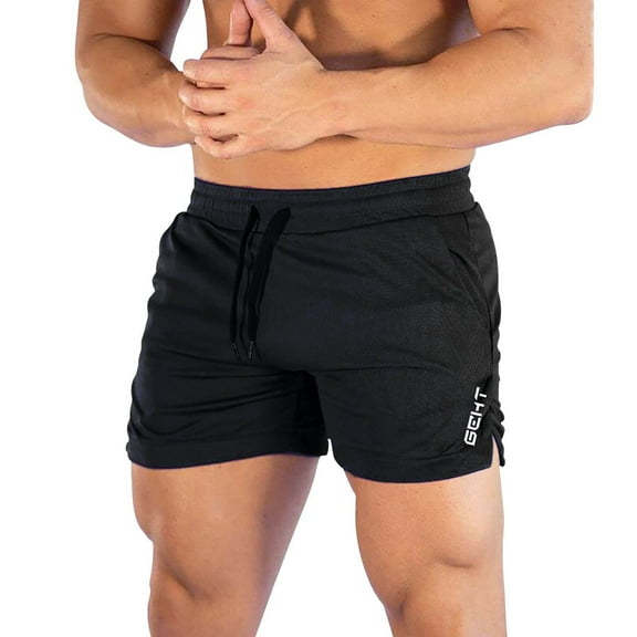 Outfmvch Joggers For Men Mens Shorts Men Solid Color Casual Drawstring Mid Waist Sports Shorts With Pockets Mens Sweatpants With Pockets Black L