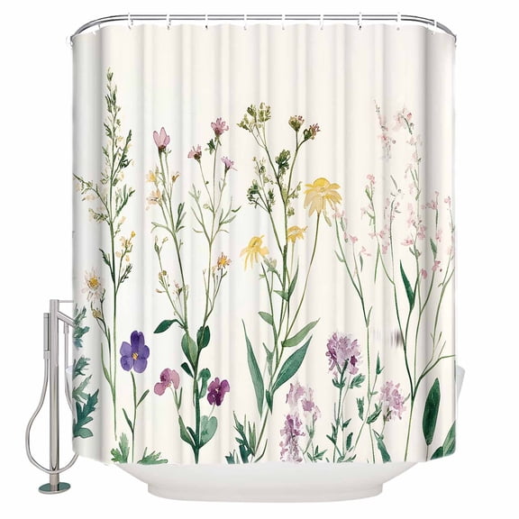 Small Stall Shower Curtain 36x72 Inch Narrow Half Size Farmhouse Botanical Floral Bath Curtains Bathroom Decor Spring Flowers Vintage Waterproof Fabric Shower Curtain Set with Hooks 36 Inch