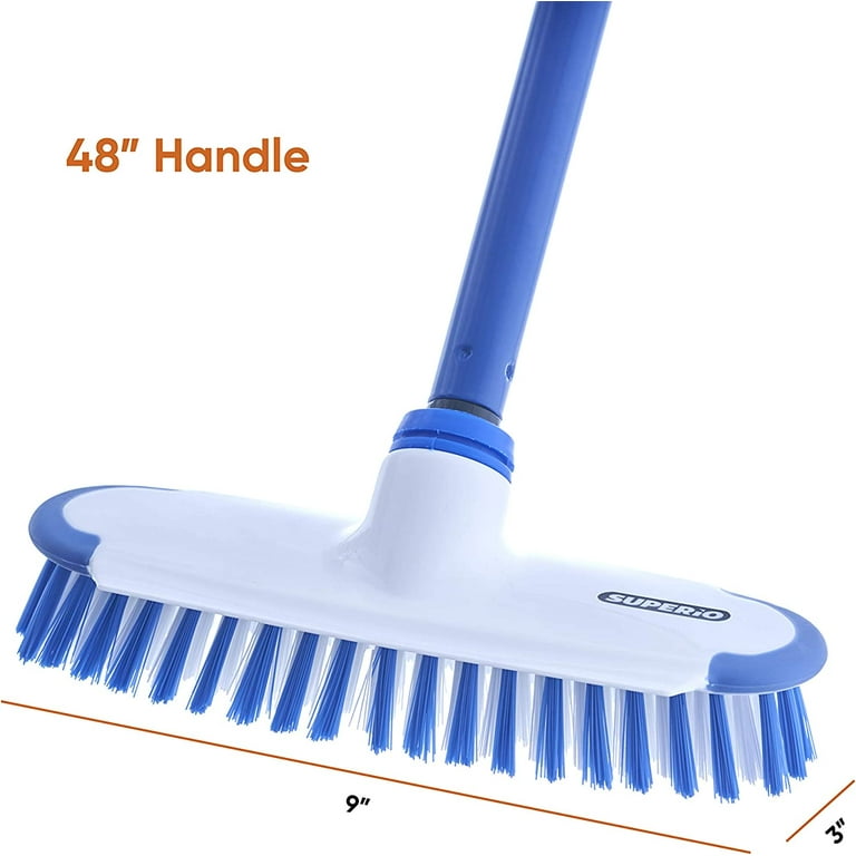 Cleanovation Deck Scrub Brush 53” Telescopic Handle 2 in 1 Patio Groove  Stiff Bristle Patio Scrubber for Cleaning Deck Patio