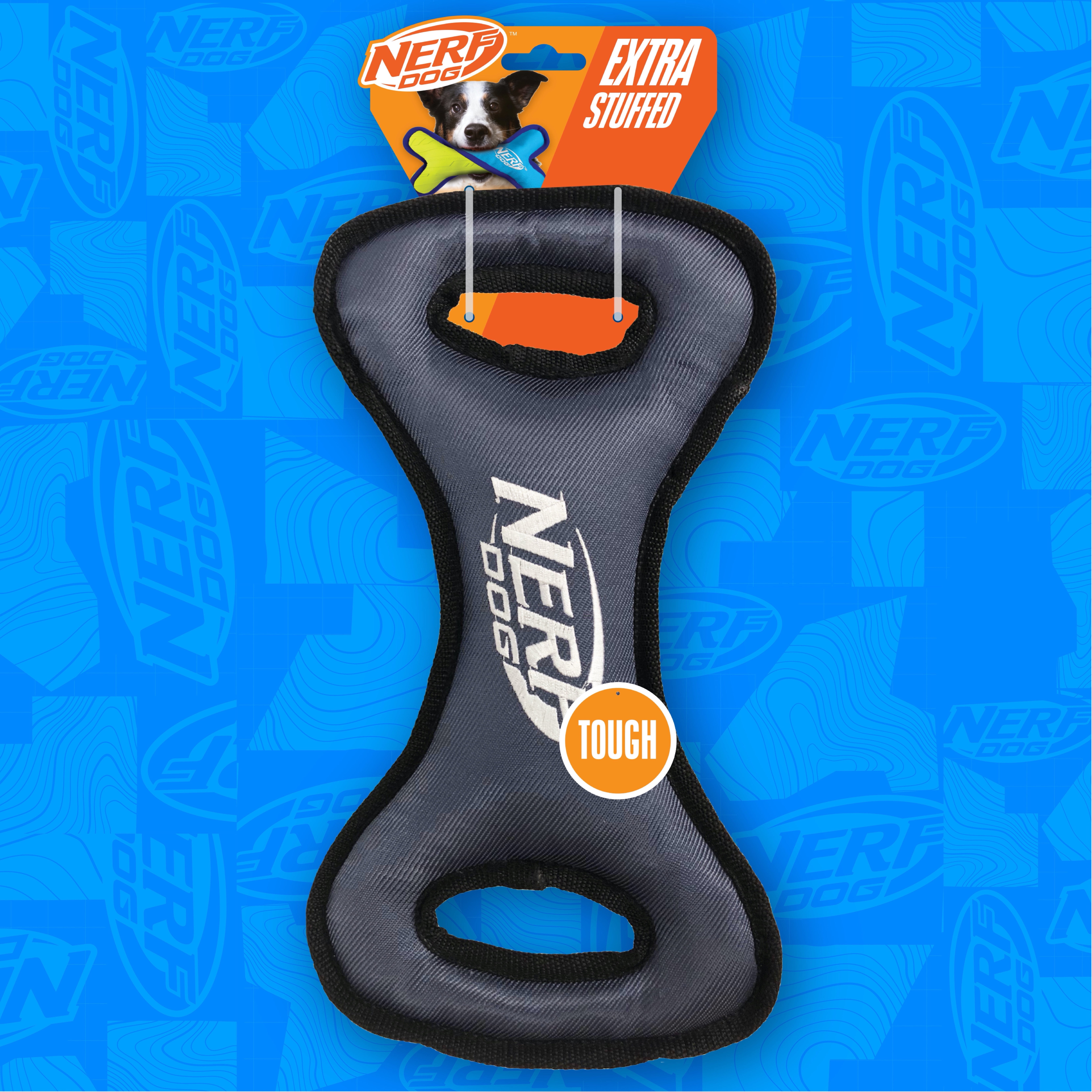 Nerf Dog Rubber/Nylon Extra Stuffed Plush Infinity Chew & Tug Dog Toy, 12.5 inch