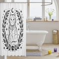 thumbnail image 3 of Manfei Boho Cat Moon Shower Curtain 72Wx84L, Vintage Leaf Pklnt Bathroom Shower Curtain, Black White, 3 of 5