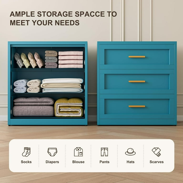 blue metal dresser Chshin Modern 3 Drawers Metal Dresser for Living Room,Dressers & Chests of Drawers for Bedroom,Blue, Adult Unisex, Size: 3 Drawers-Blue