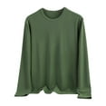 thumbnail image 1 of FAIWAD Womens Plus Size Tops Long Sleeve Crewneck Daily Undershirts Soft Comfy Solid Color Basic Tshirts XL-5XL, 1 of 7
