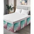 thumbnail image 4 of Green Ombre Wrap Around Bed Skirts for California King Bed 16" Drop,Bed Skirt with Adjustable Elastic Belt Dust Ruffle Bed Valance for Bedroom Modern Geometric Abstract Dark Red Cream Bed Frame Cover, 4 of 7
