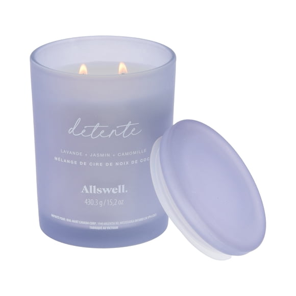 Bougie spa parfumée à la cire de noix de coco 15 oz Allswell, Détente (Lavande + Jasmin + Camomille)