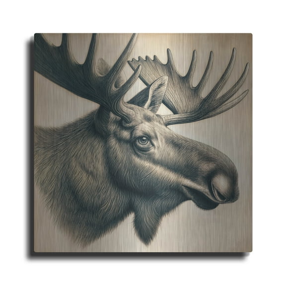 Luxe Metal Art 'Moose Head' by Rey Klimt Metal Wall Art, 12" x 12"