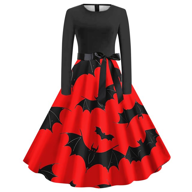 Dress for Women,Long Sleeve Dress for Women,Womens Fashion Casual Printing Long Sleeve Round-Neck Dress,Long Sleeve Dress,Casual Dress for Women