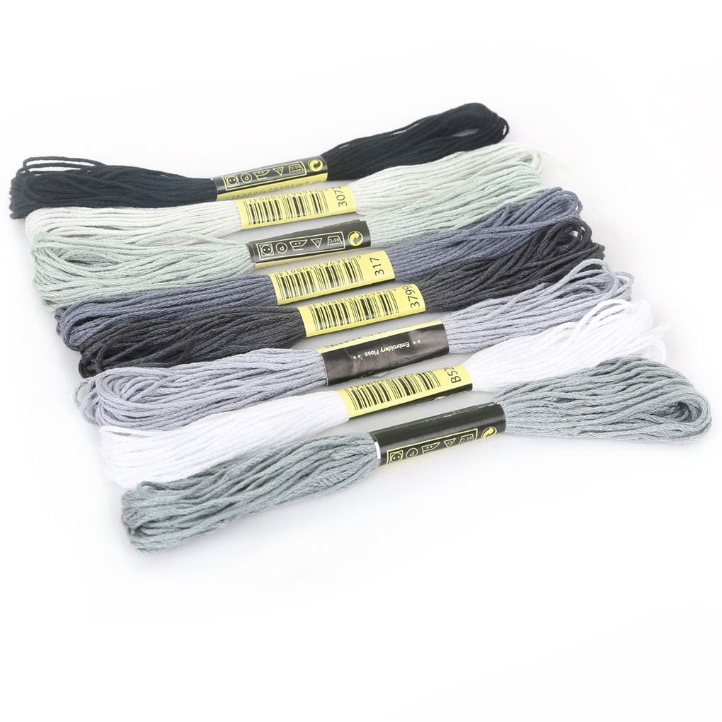 ROBOT-GXG Multicolor Cotton Embroidery Threads Floss Set Handicraft DIY Soft Colorfast Sewing Skeins Wristband Crafting 7.5 Meters Grey 8 Colors