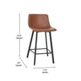thumbnail image 5 of Merrick Lane Set of 2 Modern Cognac Faux Leather Upholstered Counter Stools with Contoured, Low Back Bucket Seats and Iron Frames, 5 of 12
