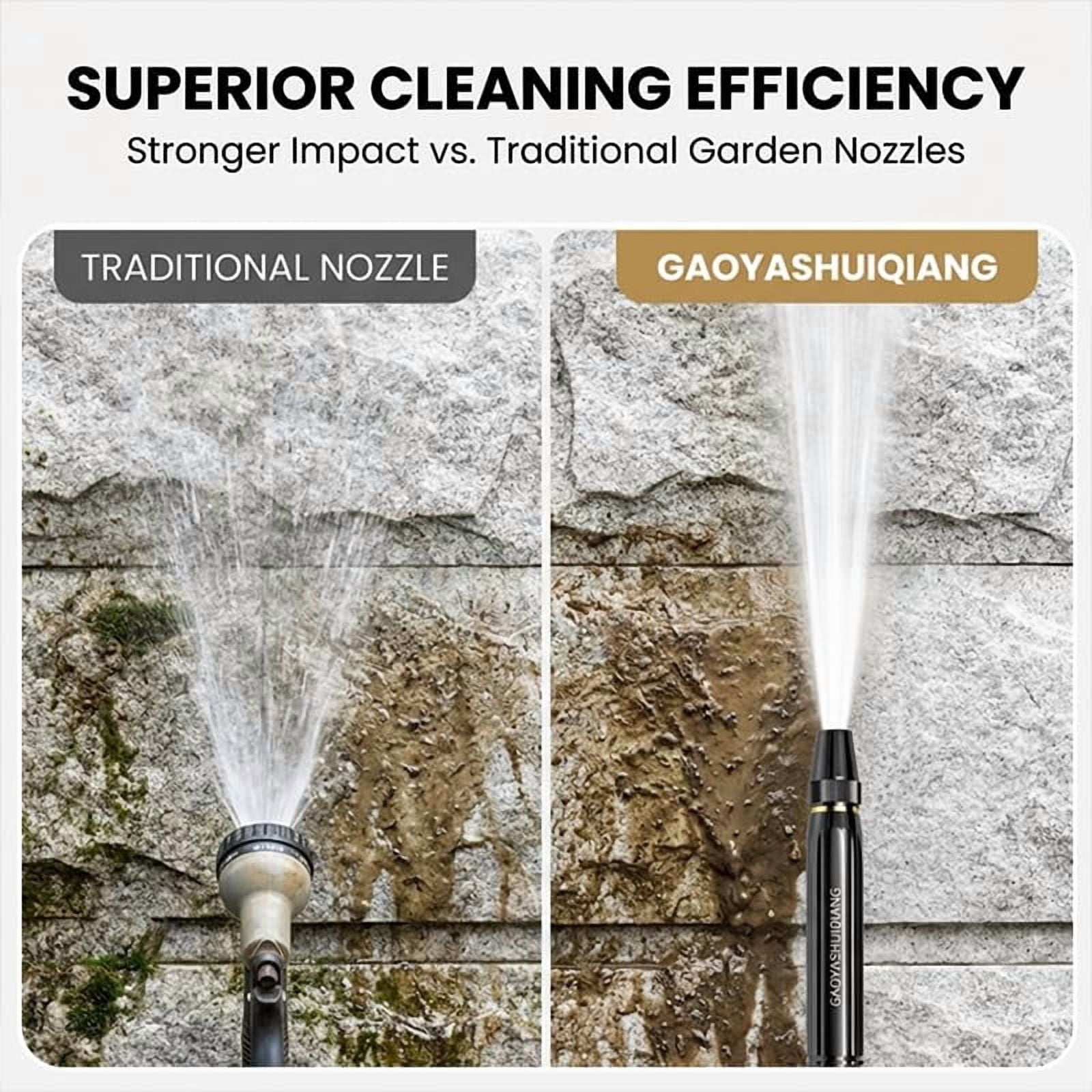 High Pressure Hose Nozzle, Adjustable Water Spray Gun with 3 Spray Modes, Metal Garden Hose Sprayer for Car Wash, Plants Watering, Patio, Floor & Outdoor Cleaning