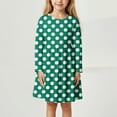 thumbnail image 2 of Girls Dress Casual Floral Dot Print Long Sleeve Dress Toddler Kids Age 3 11 Years Cute Stylish Outfit School Outdoor Play Everyday Wear Birthday Party Wedding Dresses,Size 3-4 Years, 2 of 4