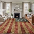 thumbnail image 2 of Retro American Flag Large Area Rugs for Bedroom Living Room, Soft Non Slip Carpet Bedside Rug, Vintage US Flag Red Striped Rectangular Floor Cover Kitchen Accent Rug 8'x10' for Dining Room/Office, 2 of 9