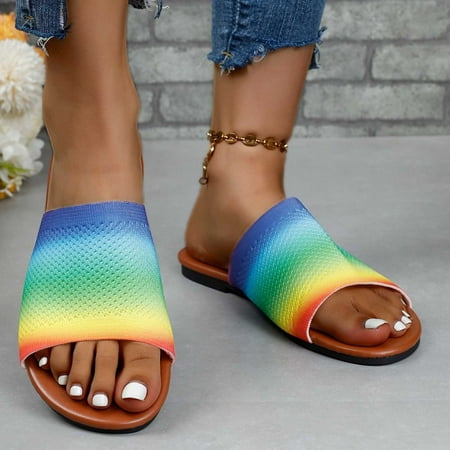 

Wavsuf Womens Slippers Clearance Casual Summer Patchwork Blue Slippers Size 9