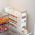 thumbnail image 4 of Automatic Rolling Egg Dispenser for Refrigerator | 4-Tier Space Saving Egg Storage Container | Holds 30 Eggs | Kitchen Fridge Organizer Box in White or Khaki, 4 of 6