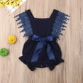 thumbnail image 2 of Infant New Born Girls Pure Romper with Ruffled Sleeves Big Bow, 2 of 9