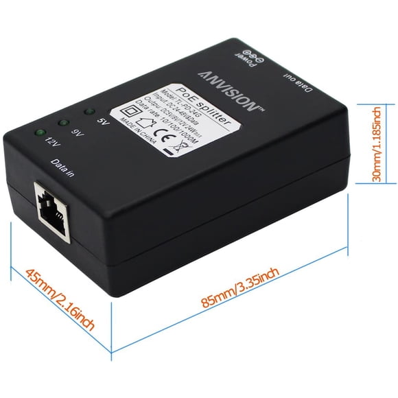 ANVISION Adaptateur de Répartiteur Gigabit Actif avec Embouts Multi-Tailles, Compatible 802.3af 10/100/1000Mbps jusqu'à 100 M