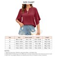 thumbnail image 4 of Top de manga corta dividido para mujer, blusa holgada informal de moda de Color liso con cuello en V y botones para citas, 4 of 6